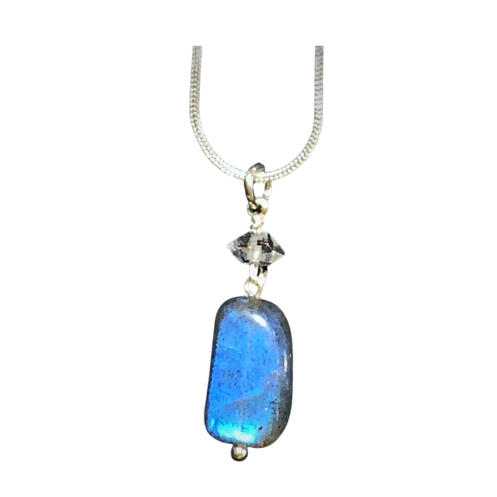 Labradorite & Herkimer Diamond Pendant!